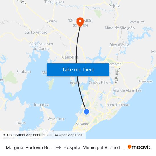 Marginal Rodovia Br-324 to Hospital Municipal Albino Leitao map