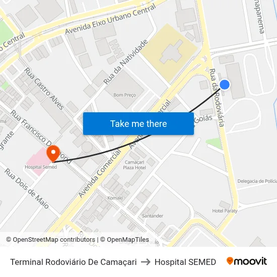 Terminal Rodoviário De Camaçari to Hospital SEMED map