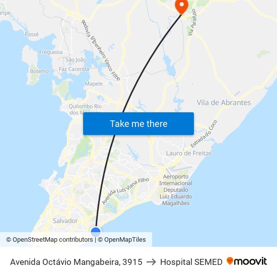 Avenida Octávio Mangabeira, 3915 to Hospital SEMED map
