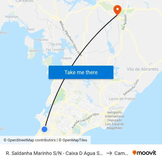 R. Saldanha Marinho S/N - Caixa D Agua Salvador - Ba Brasil to Camaçari map