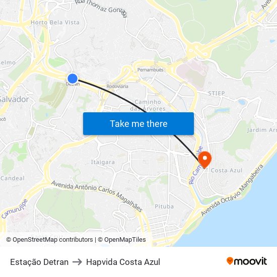 Estação Detran to Hapvida Costa Azul map