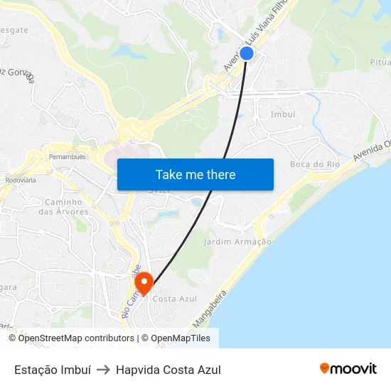 Estação Imbuí to Hapvida Costa Azul map