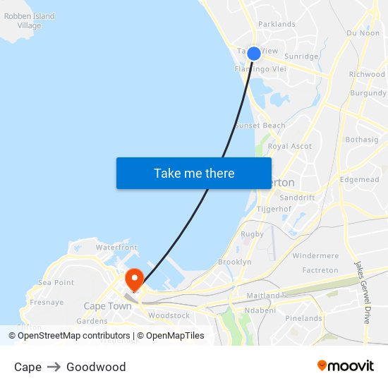 Cape to Goodwood map