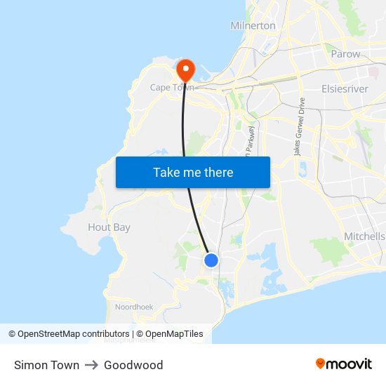 Simon Town to Goodwood map