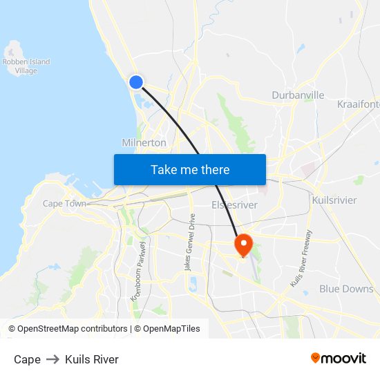 Cape to Kuils River map