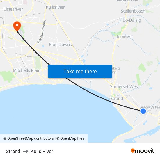 Strand to Kuils River map