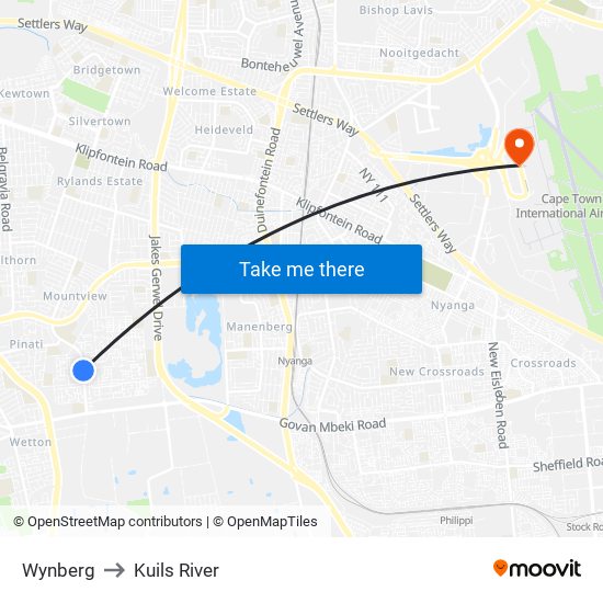 Wynberg to Kuils River map