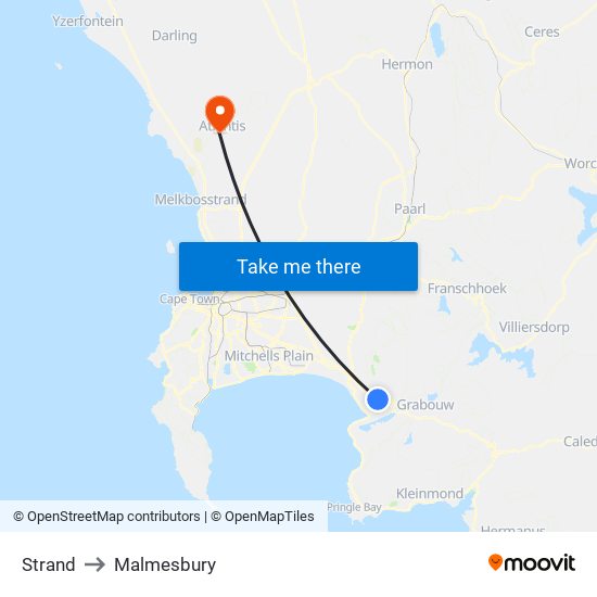 Strand to Malmesbury map