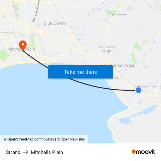 Strand to Mitchells Plain map