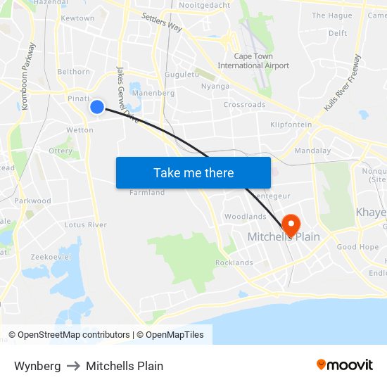 Wynberg to Mitchells Plain map