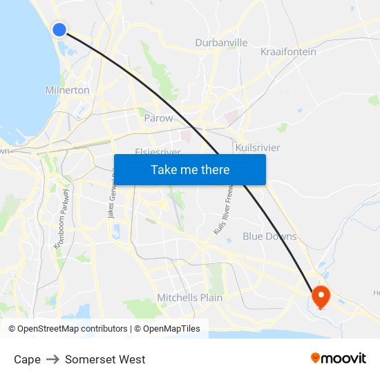 Cape to Somerset West map