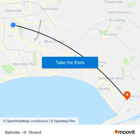 Bellville to Strand map