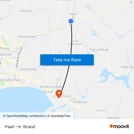 Paarl to Strand map