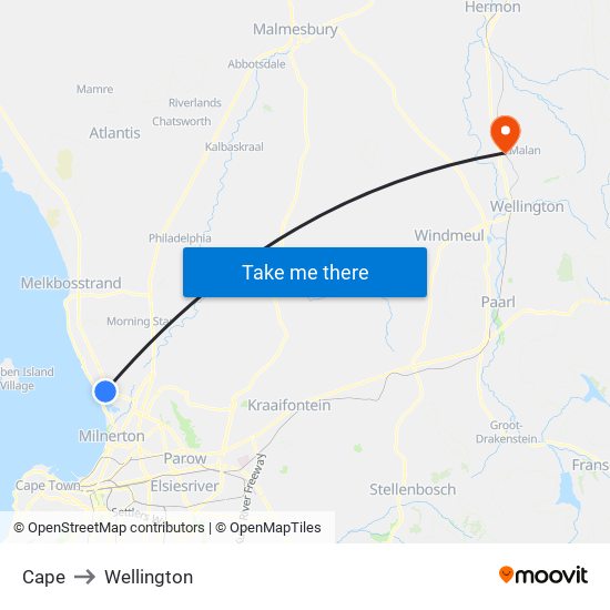 Cape to Wellington map