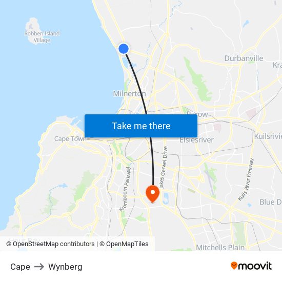 Cape to Wynberg map
