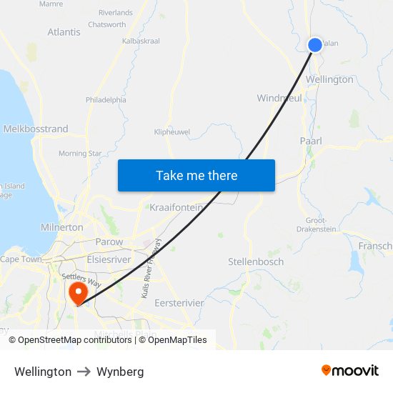 Wellington to Wynberg map