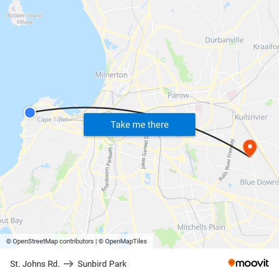 St. Johns Rd. to Sunbird Park map