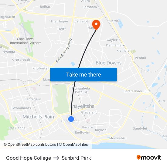 Good Hope College to Sunbird Park map