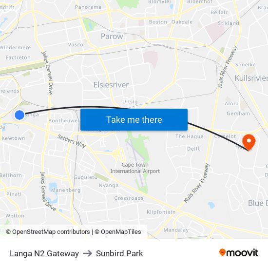 Langa N2 Gateway to Sunbird Park map