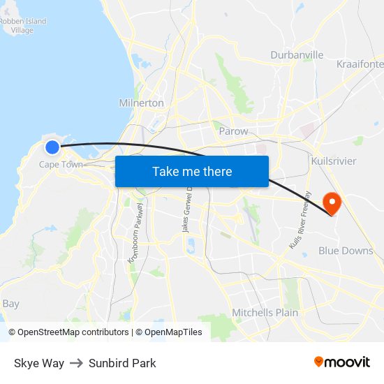 Skye Way to Sunbird Park map