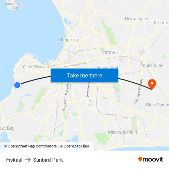 Fiskaal to Sunbird Park map