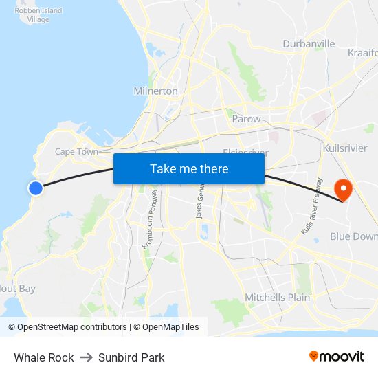 Whale Rock to Sunbird Park map