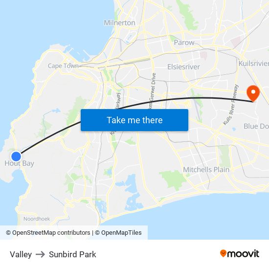 Valley to Sunbird Park map