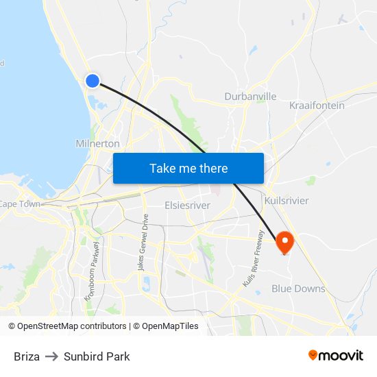 Briza to Sunbird Park map