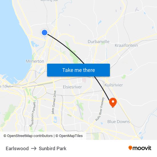 Earlswood to Sunbird Park map