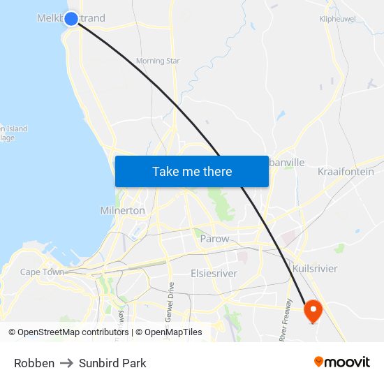 Robben to Sunbird Park map