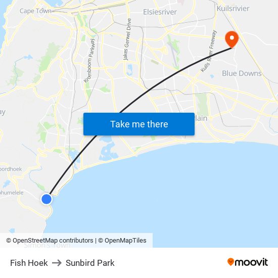 Fish Hoek to Sunbird Park map