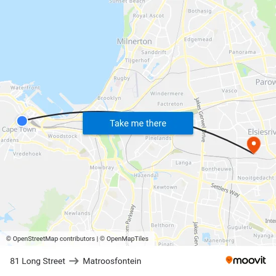 81 Long Street to Matroosfontein map