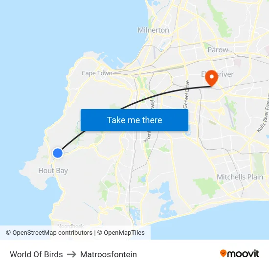 World Of Birds to Matroosfontein map