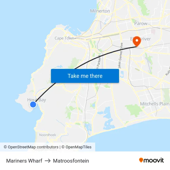 Mariners Wharf to Matroosfontein map