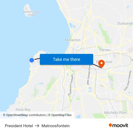 President Hotel to Matroosfontein map