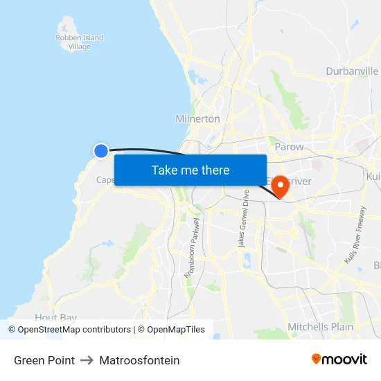 Green Point to Matroosfontein map