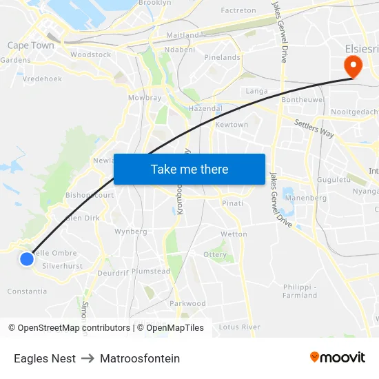 Eagles Nest to Matroosfontein map