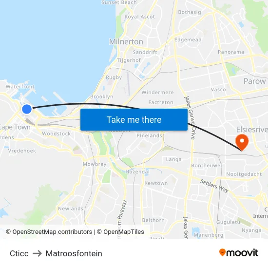 Cticc to Matroosfontein map