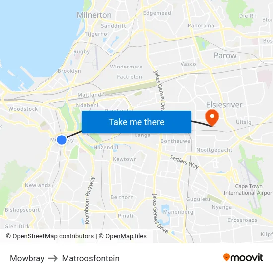 Mowbray to Matroosfontein map