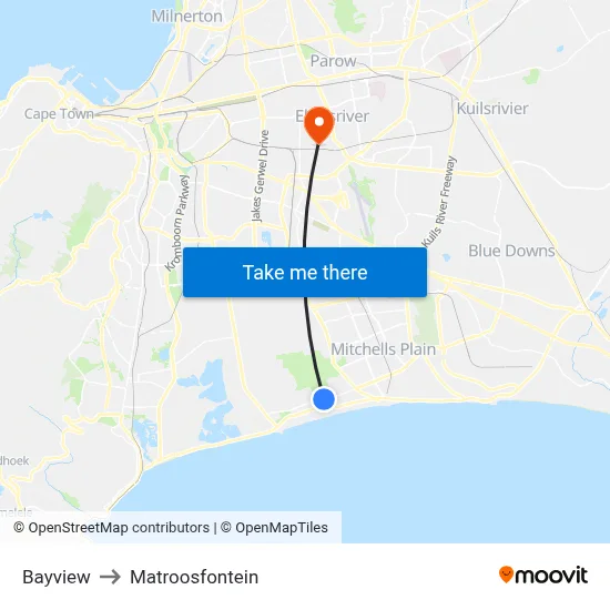 Bayview to Matroosfontein map