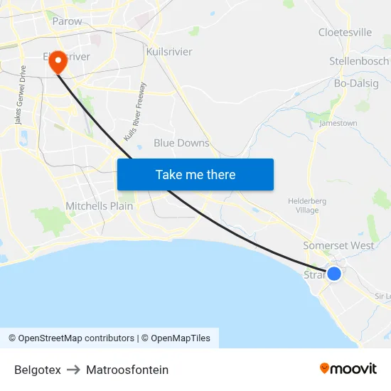 Belgotex to Matroosfontein map