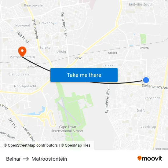 Belhar to Matroosfontein map