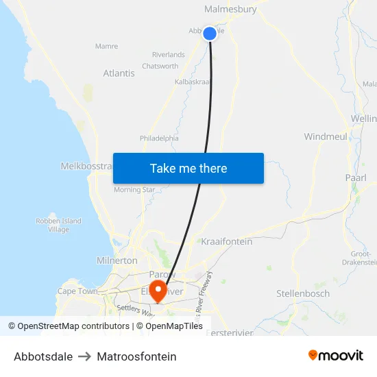Abbotsdale to Matroosfontein map