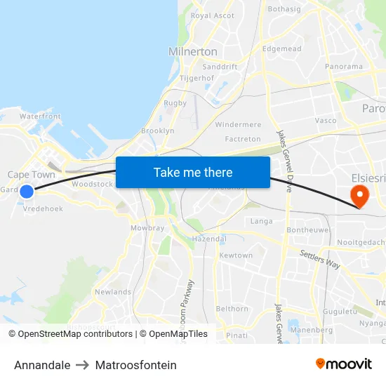 Annandale to Matroosfontein map