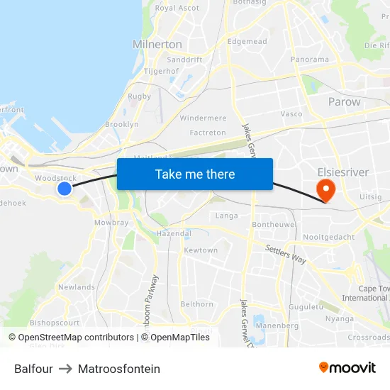 Balfour to Matroosfontein map