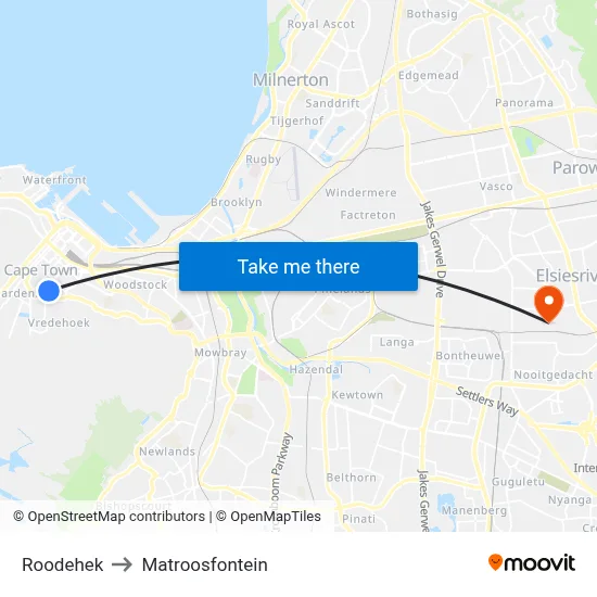 Roodehek to Matroosfontein map