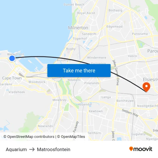 Aquarium to Matroosfontein map
