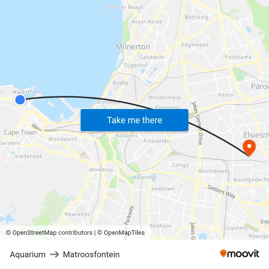 Aquarium to Matroosfontein map