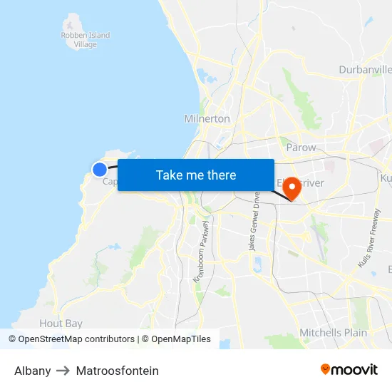 Albany to Matroosfontein map