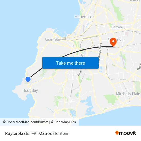 Ruyterplaats to Matroosfontein map